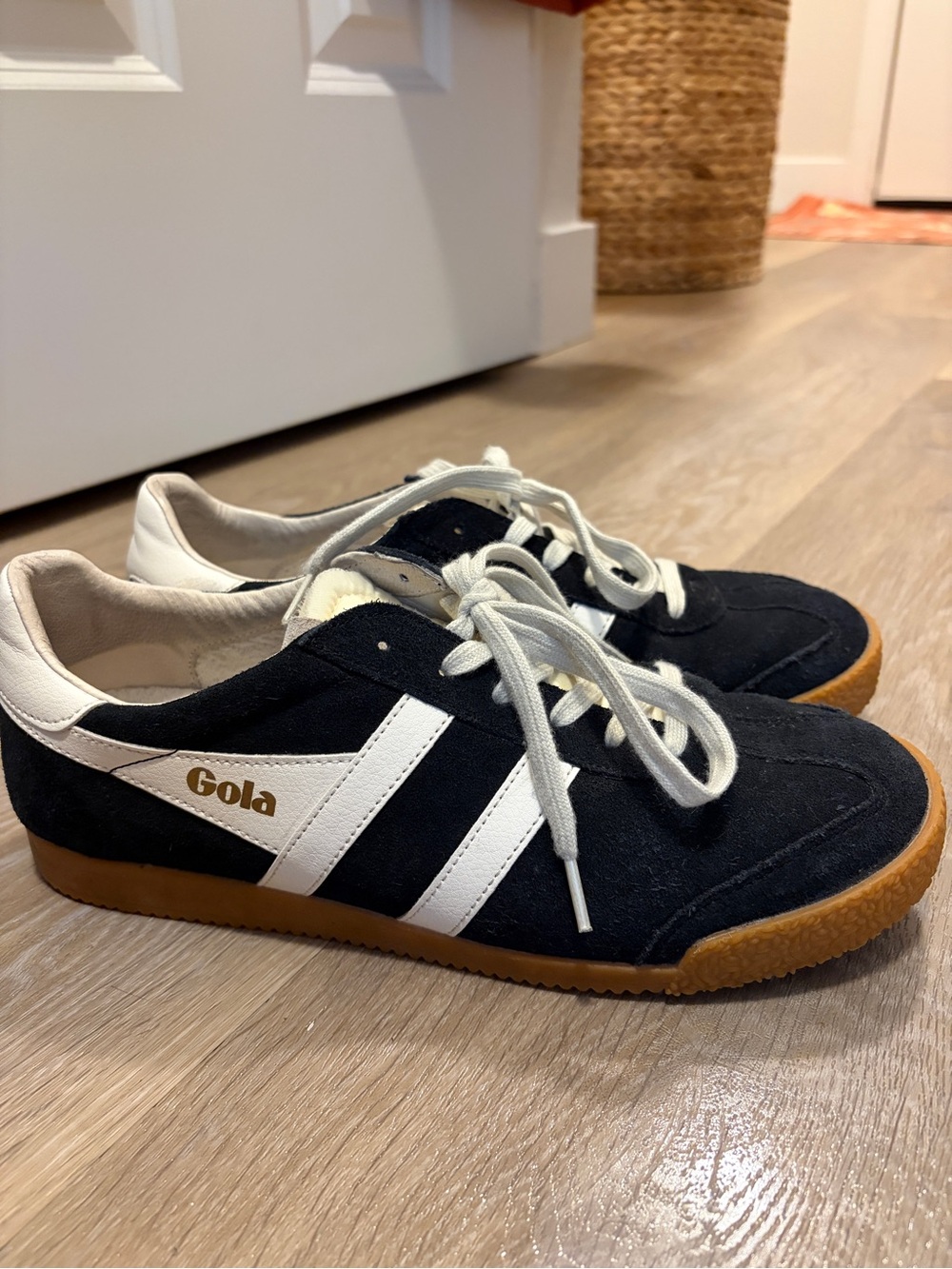 Elan Black and White Sneakers with Gum Sole
